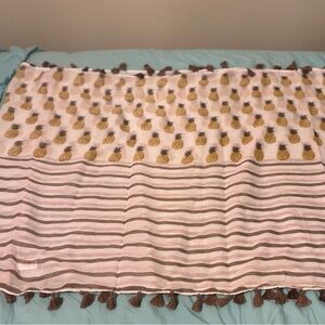 LOFT Pineapple Patterned scarf- Cream and Brown